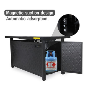 50,000 BTU Outdoor Metal and Leather Rectangle Gas Fire Pit Table