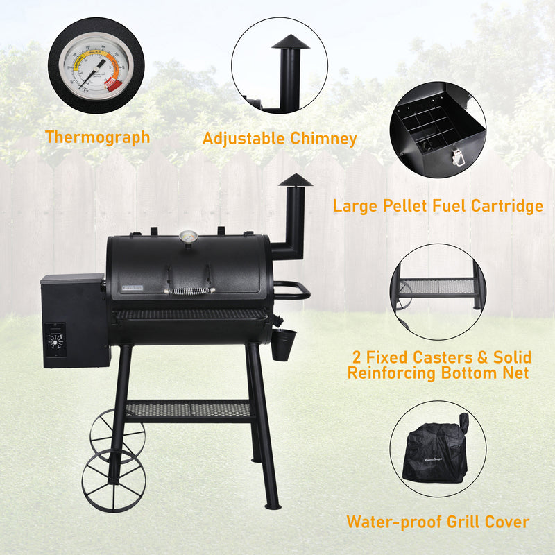 Captiva Designs Patio Wood Pellet Grill Smoker With Auto Temperature Controls