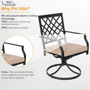 Phi Villa Outdoor Metal Dining Chairs fits Garden Backyard Chairs Furniture - Set of 2