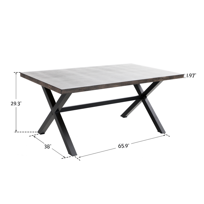 PHI VILLA 7-Piece Outdoor Dining Set With Steel Panel Table & 6 C-Spring Chairs