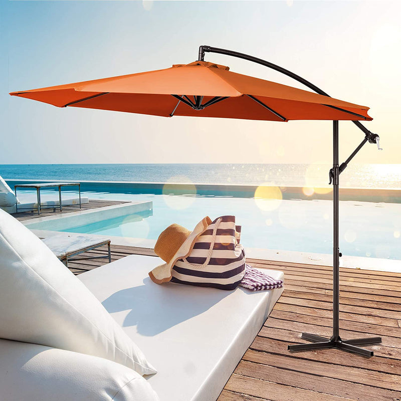PHI VILLA 10ft Crank Hanging Offset Outdoor Patio Umbrella