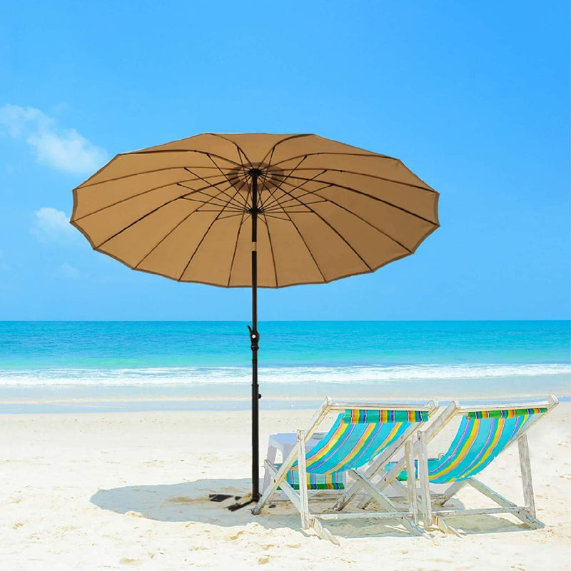 Phi Villa 10ft 16 Fiberglass Ribs Patio Umbrella with Push Button Tilt & Crank