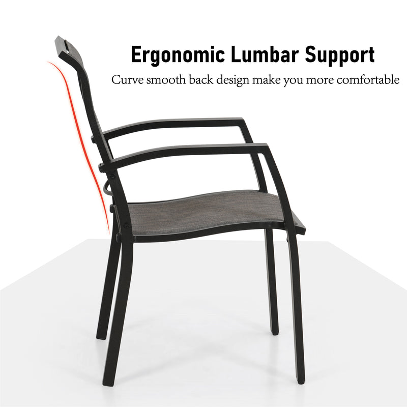 Phi Villa Patio Textilene Aluminum Alloy Fixed Chairs, Set of 2