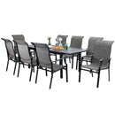 PHI VILLA 7-Piece/9-Piece Outdoor Dining Set with Adjustable Table & Textilene Dining Chairs