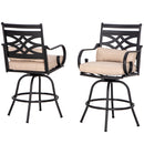 PHI VILLA Outdoor Steel Swivel Cushioned Bar Stools With Pillows