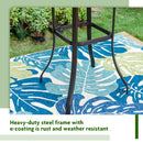 PHI VILLA Patio Bar Height Table with Wood-Like Tabletop & Metal Frame