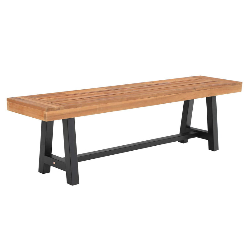 Phi Villa Patio Modern Acacia Wood Dining Set Outdoor Bench Picnic Table