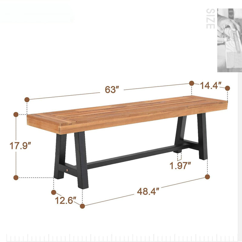 Phi Villa Patio Modern Acacia Wood Dining Set Outdoor Bench Picnic Table