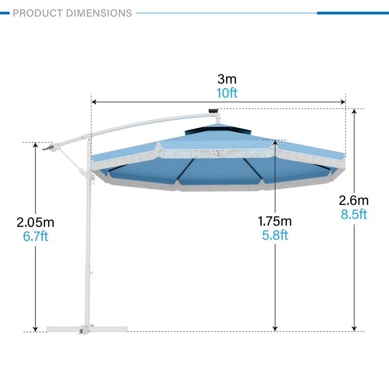 PHI VILLA 10ft Double Top Patio Offset Umbrellas with Tassel for Deck, Pool, Backyard