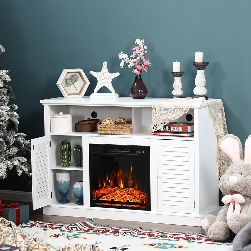 Fireplace tv stand with bookshelves deals