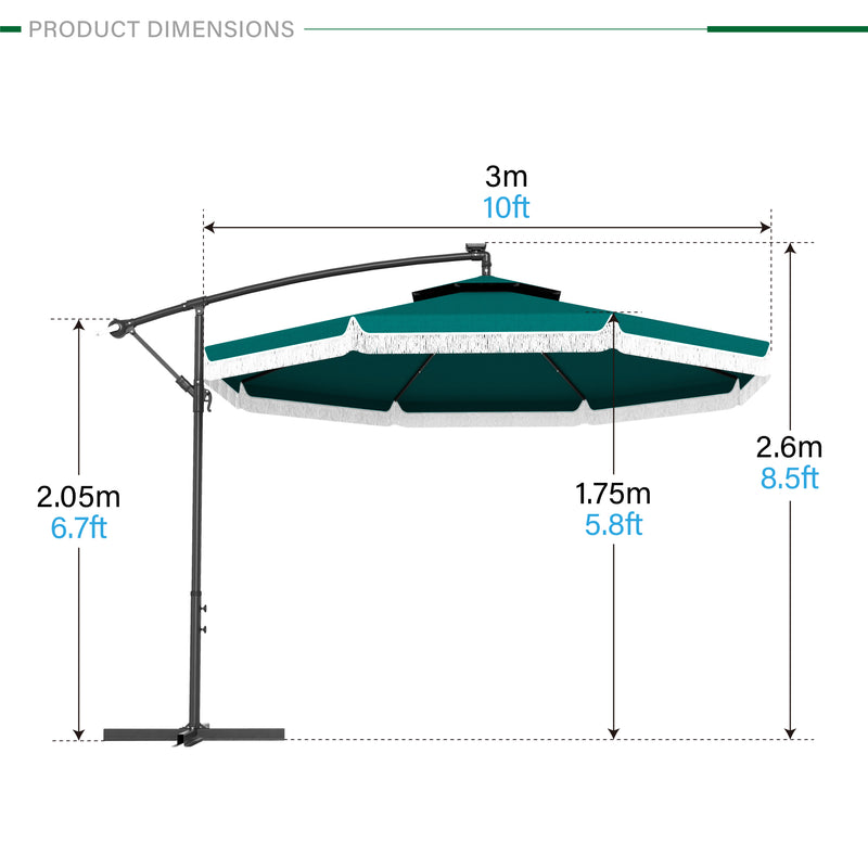 PHI VILLA 10ft Double Top Patio Offset Umbrellas with Tassel for Deck, Pool, Backyard