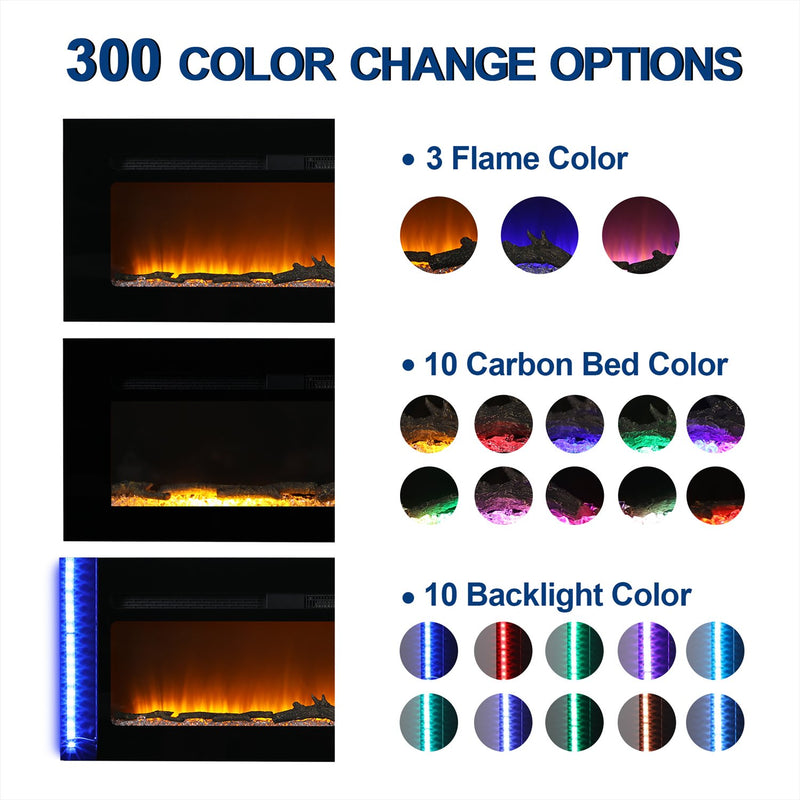 PHI VILLA 40/50 Inch 1500W Insert & Wall Mounted Electric Fireplace