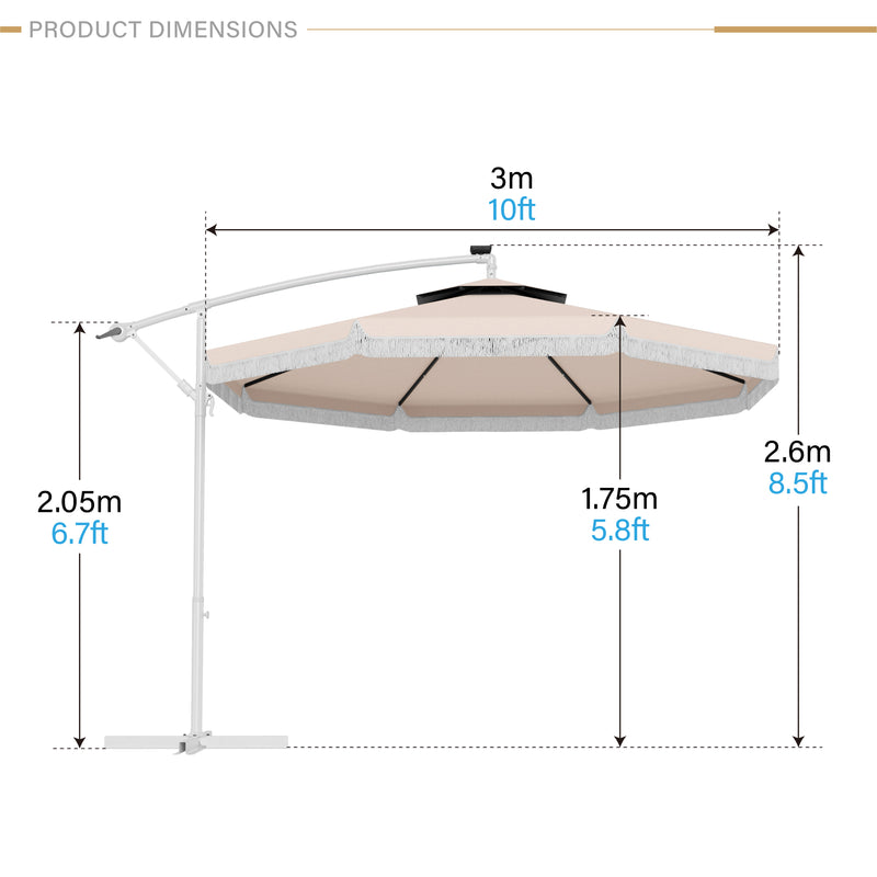 PHI VILLA 10ft Double Top Patio Offset Umbrellas with Tassel for Deck, Pool, Backyard