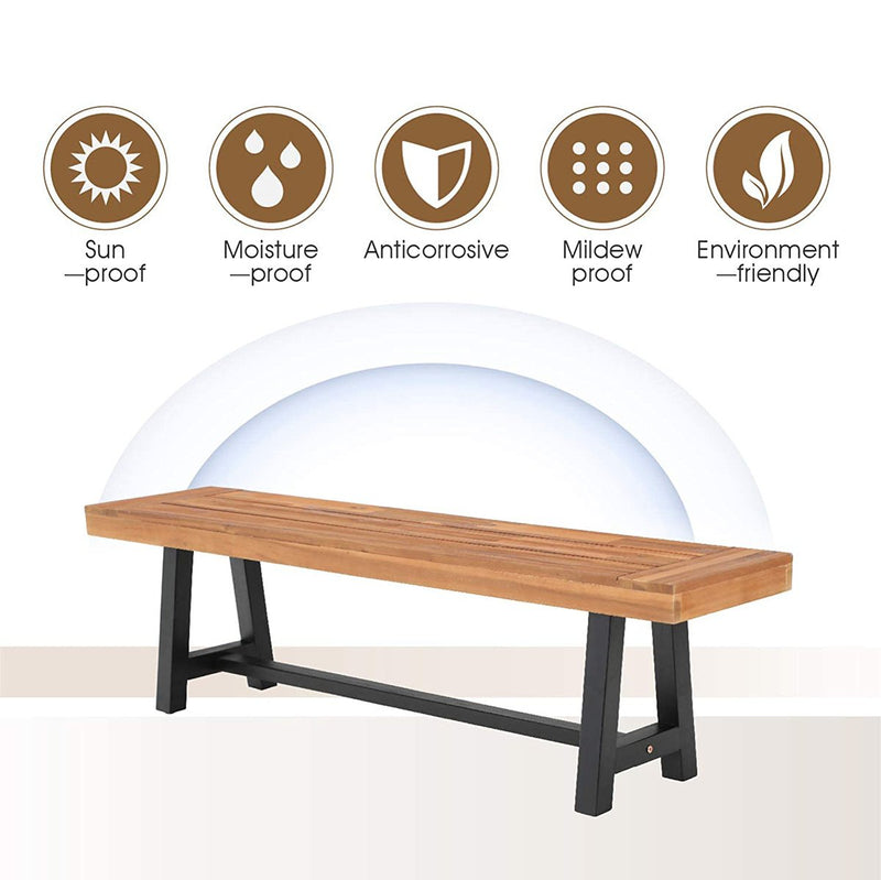 Phi Villa Patio Modern Acacia Wood Dining Set Outdoor Bench Picnic Table