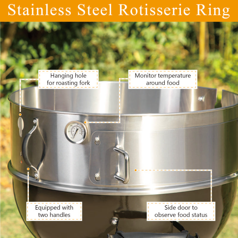 Captiva Designs 22-inch Kettle Charcoal BBQ Grill & Outdoor Pizza Oven Combo