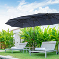 PHI VILLA 15ft Double-Sided Patio Extra Large Umbrella With LED Lights