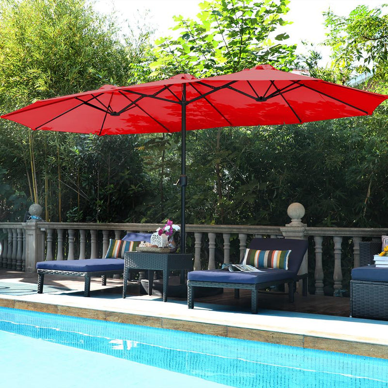 PHI VILLA 15ft Double-Sided Patio Extra Large Twin Umbrella