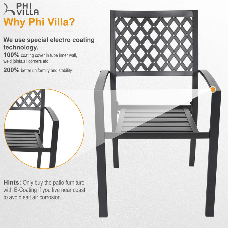 7/ 9-Piece Patio Dining Sets with Extendable Table and Stackable Chairs PHI VILLA