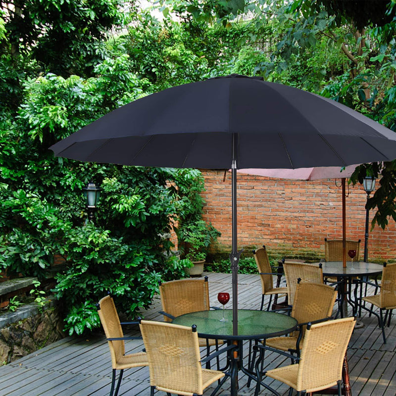 Phi Villa 10ft 16 Fiberglass Ribs Patio Umbrella with Push Button Tilt & Crank