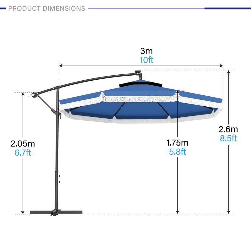 PHI VILLA 10ft Double Top Patio Offset Umbrellas with Tassel for Deck, Pool, Backyard