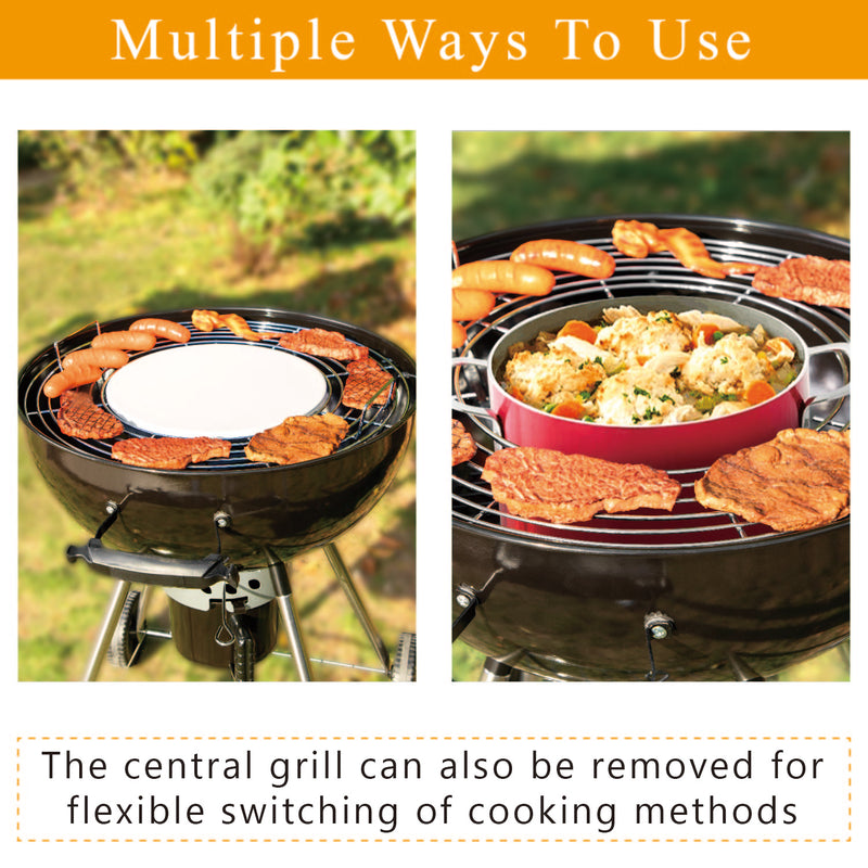 Captiva Designs 22-inch Kettle Charcoal BBQ Grill & Outdoor Pizza Oven Combo