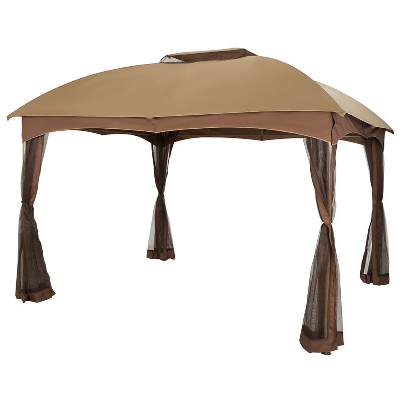 PHI VILLA Patio Double Vent Gazebo Outdoor Canopy With Privacy Netting