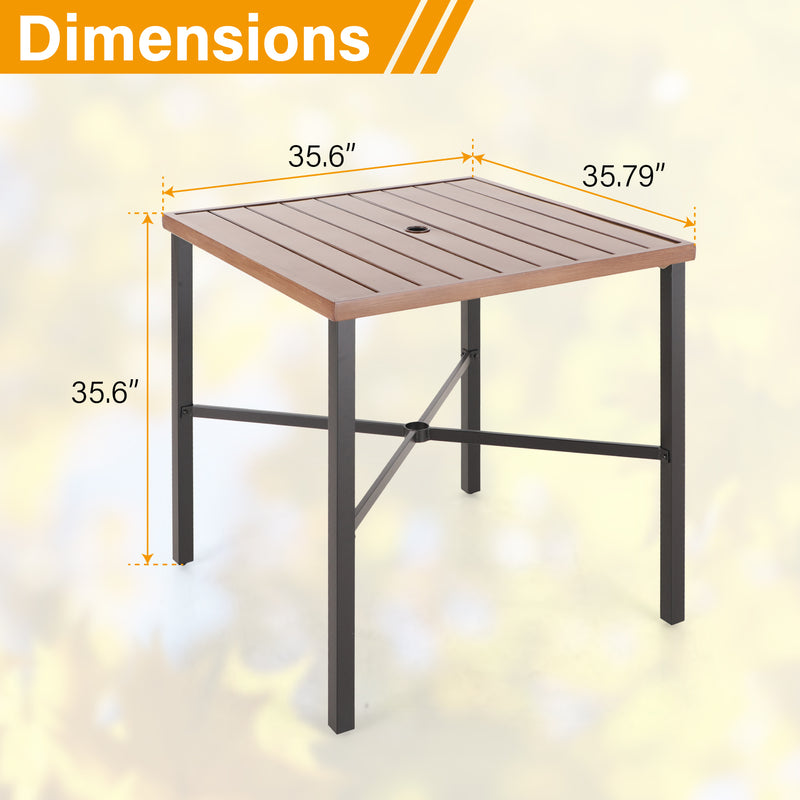 PHI VILLA 5-Piece Outdoor Bar Set with Swivel Bar Stools and Bar Table