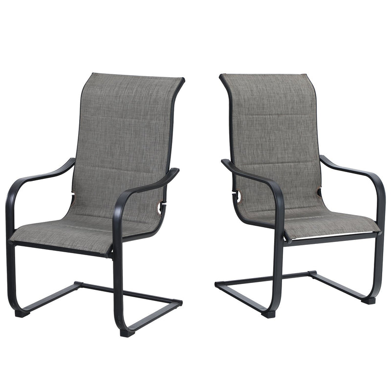 PHI VILLA 2-Piece C-Spring Textilene Patio Dining Chairs