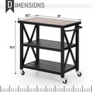Phi Villa Outdoor Double-Shelf Movable Kitchen Island Cart