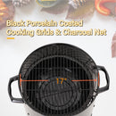 17" Portable Outdoor Smoker 2-In-1  Charcoal Grill Combo, Black-Captiva Designs