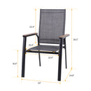 PHI VILLA 7-Piece Outdoor Dining Set with Rectangle Steel Table & 6 Textilene Dining Chairs