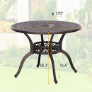 PHI VILLA 39" Patio Dining Table Cast Aluminum Golden Bronze with 1.97" Umbrella Hole