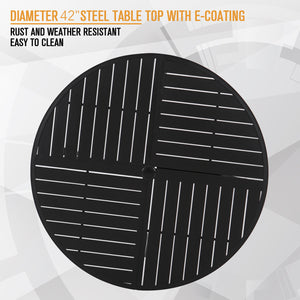 Phi Villa 5-Pcs Patio Dining Set 4 Textilene Fixed Chairs & Table