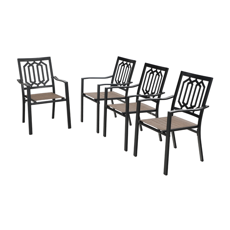PHI VILLA Outdoor Patio Dining Chair with Steel Frame