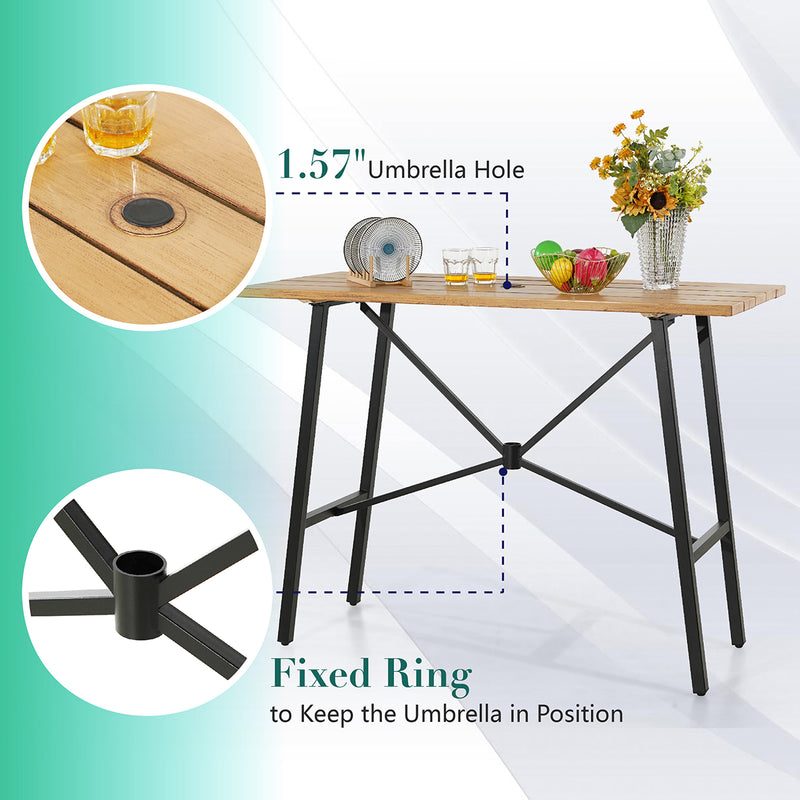 PHI VILLA 5 Piece Outdoor Bar Stool Set with Rectangle Table & Textilene Swivel Bar Stools