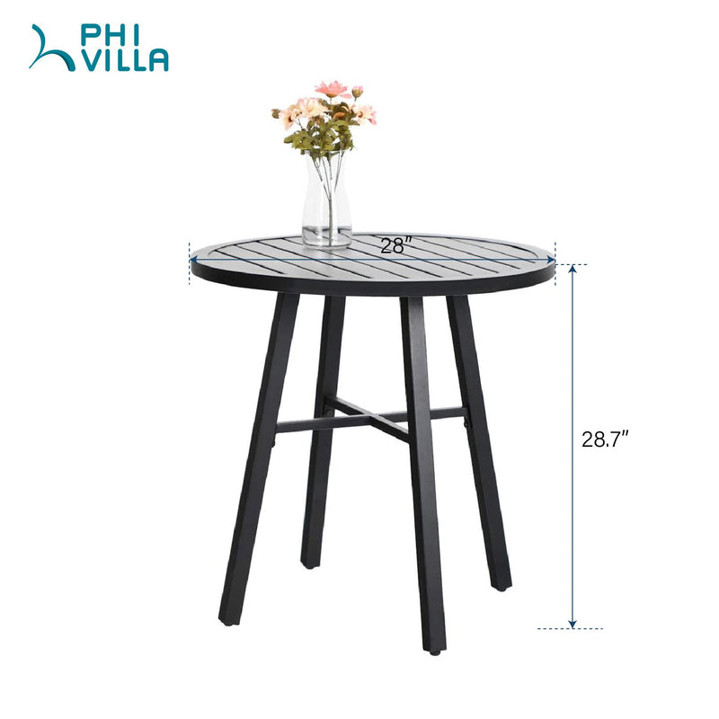 Phi Villa Outdoor Steel Round Small Coffee Table Bistro Table