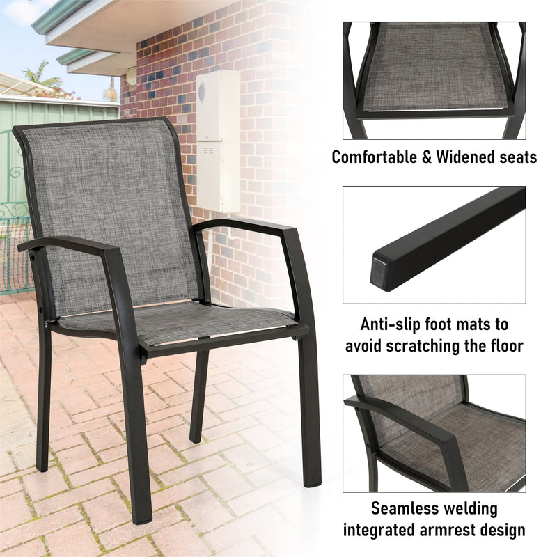 Phi Villa Patio Textilene Aluminum Alloy Fixed Chairs, Set of 2