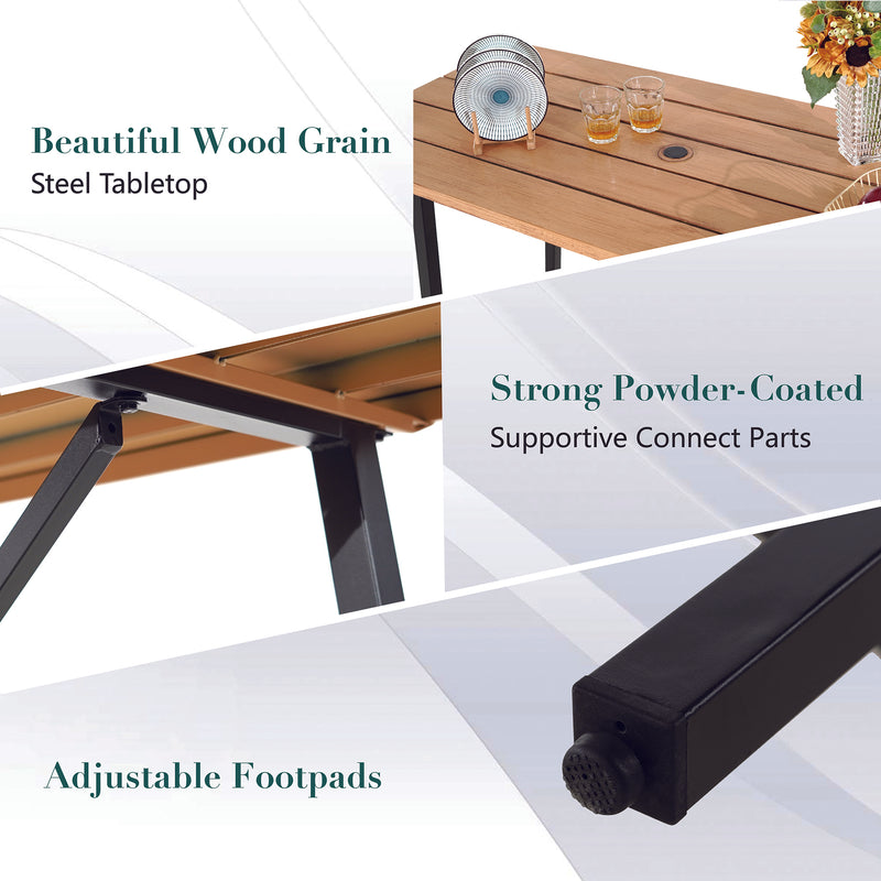 PHI VILLA 5 Piece Outdoor Bar Stool Set with Rectangle Table & Textilene Swivel Bar Stools