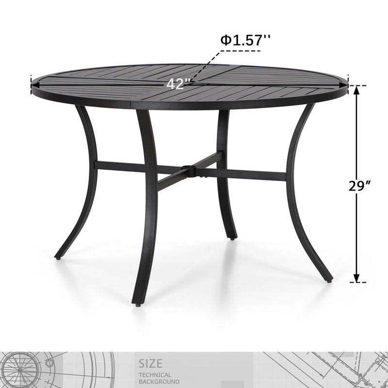 PHI VILLA 5-Piece Patio Dining Set 4 Fixed Steel Chairs and Dining Table