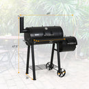 2-In-1 Charcoal Smoker Grill with Offset Box-Captiva Designs
