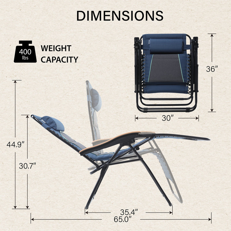 PHI VILLA Oversize Padded Adjustable Zero Gravity Chair with Cup Holder