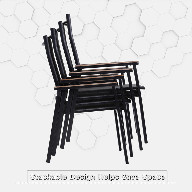 PHI VILLA Outdoor Aluminum Stackable Textilene  Sling Chairs