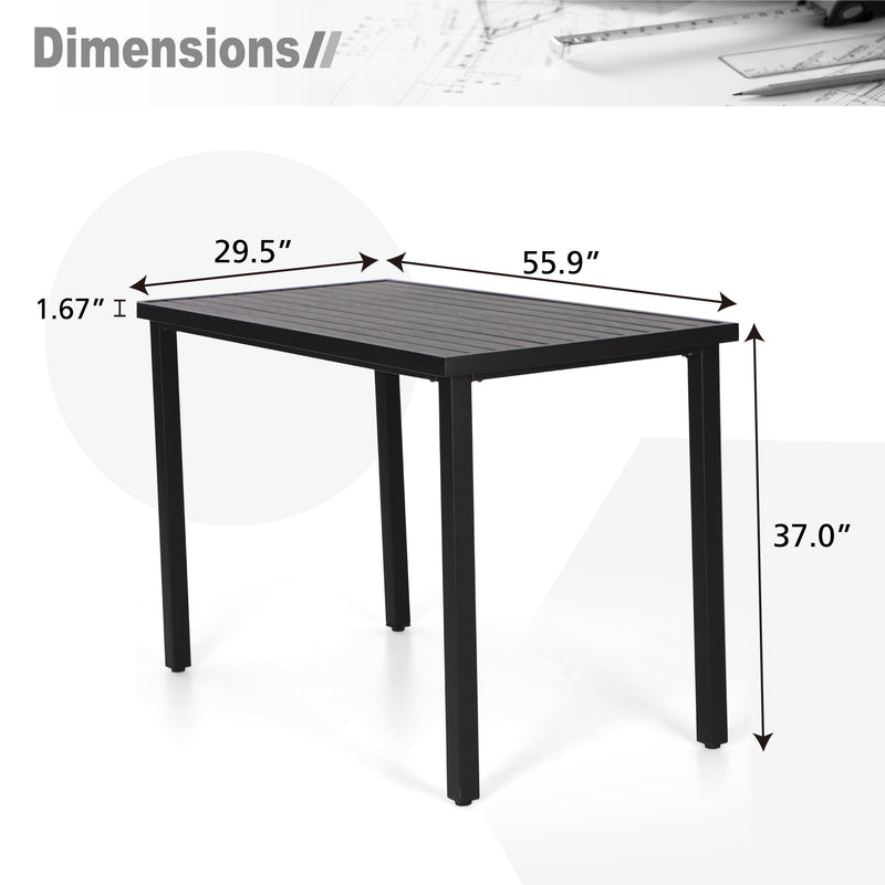 Phi Villa 56" Pub Rectangular Stee Bar High Table