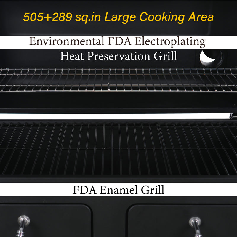 Charcoal Patio Grill Double-door with 2 Liftable Enamel Charcoal Trays-Captiva Designs