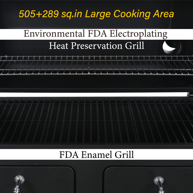 Captiva Designs Double Door Charcoal Patio Grill with 2 Liftable Enamel Charcoal Trays