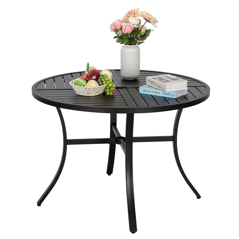 Phi Villa 42‘’ Outdoor Metal Slat Steel Round Dining Table