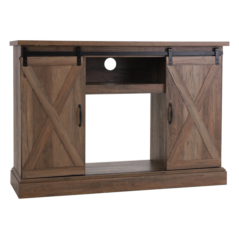 Phi Villa 47''/55'' Fireplace TV Stand and 18''/23'' Plug-in Fireplace with Storage Shelves and Sliding Double Barn Door