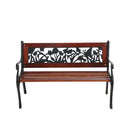 PHI VILLA 33" Outdoor Kids Sized Garden Metal Bench with Wood Seating