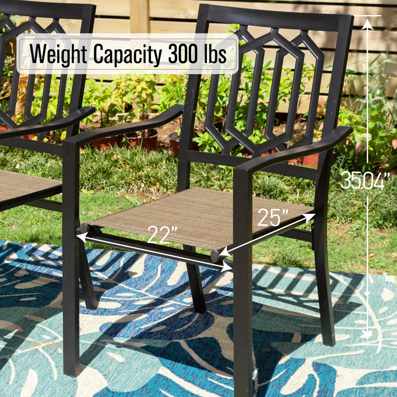 PHI VILLA Outdoor Patio Dining Chair with Steel Frame