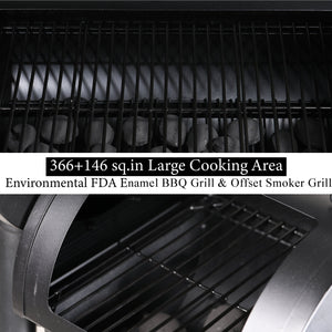 2-In-1 Charcoal Smoker Grill with Offset Box-Captiva Designs